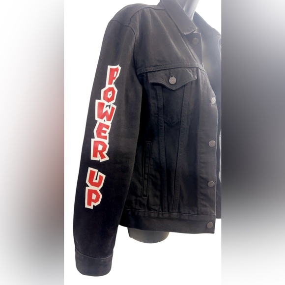 NWOT Levi's Super Mario Men's Black Denim Jacket Size M PIT TO PIT 21 LENGTH 25 - Picture 9 of 14